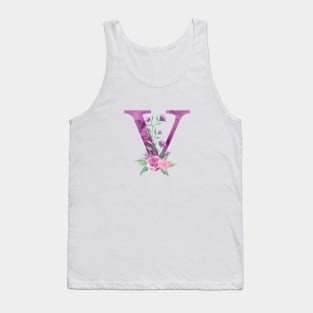 Floral Monogram V Beautiful Rose Bouquet Tank Top